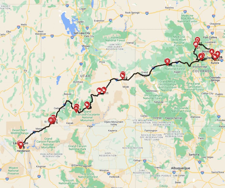 The best RV route from Las Vegas to Denver